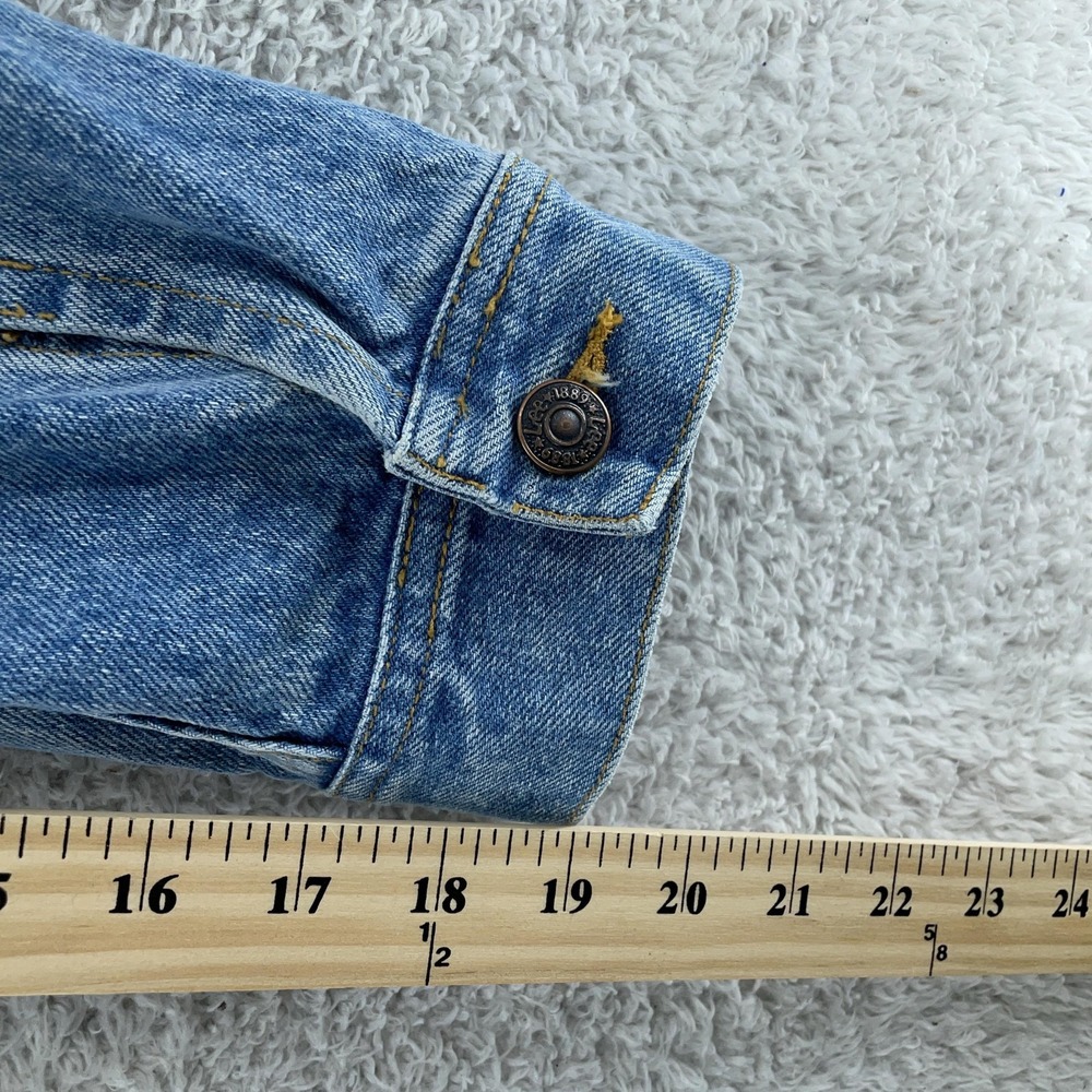 VINTAGE Lee Denim Jacket CROP FIT M/L Trucker Corvette Callaway Grand Sport 90s - Picture 10 of 12